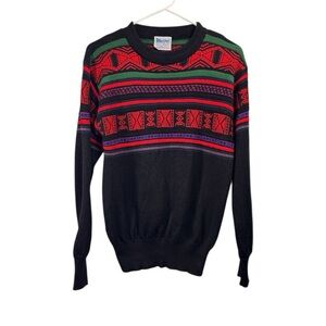 Vintage 70s MEISTER Size Small Ski Sweater Wool Blend Nordic Fair Isle Hong Kong